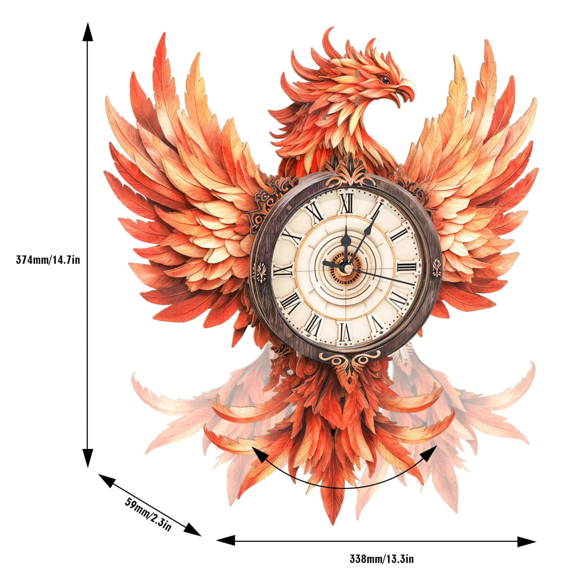 Flame Phoenix Wooden Clock Kit - KAAYEE Puzzle