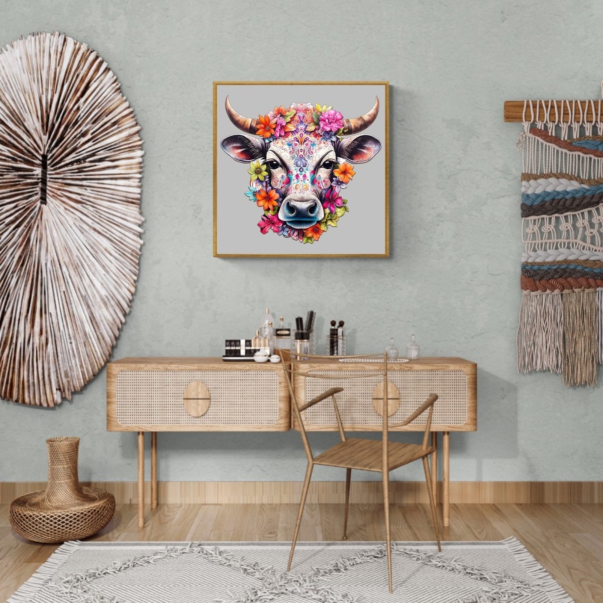 Flower and Cow Wooden Jigsaw Puzzle - KAAYEE Puzzle