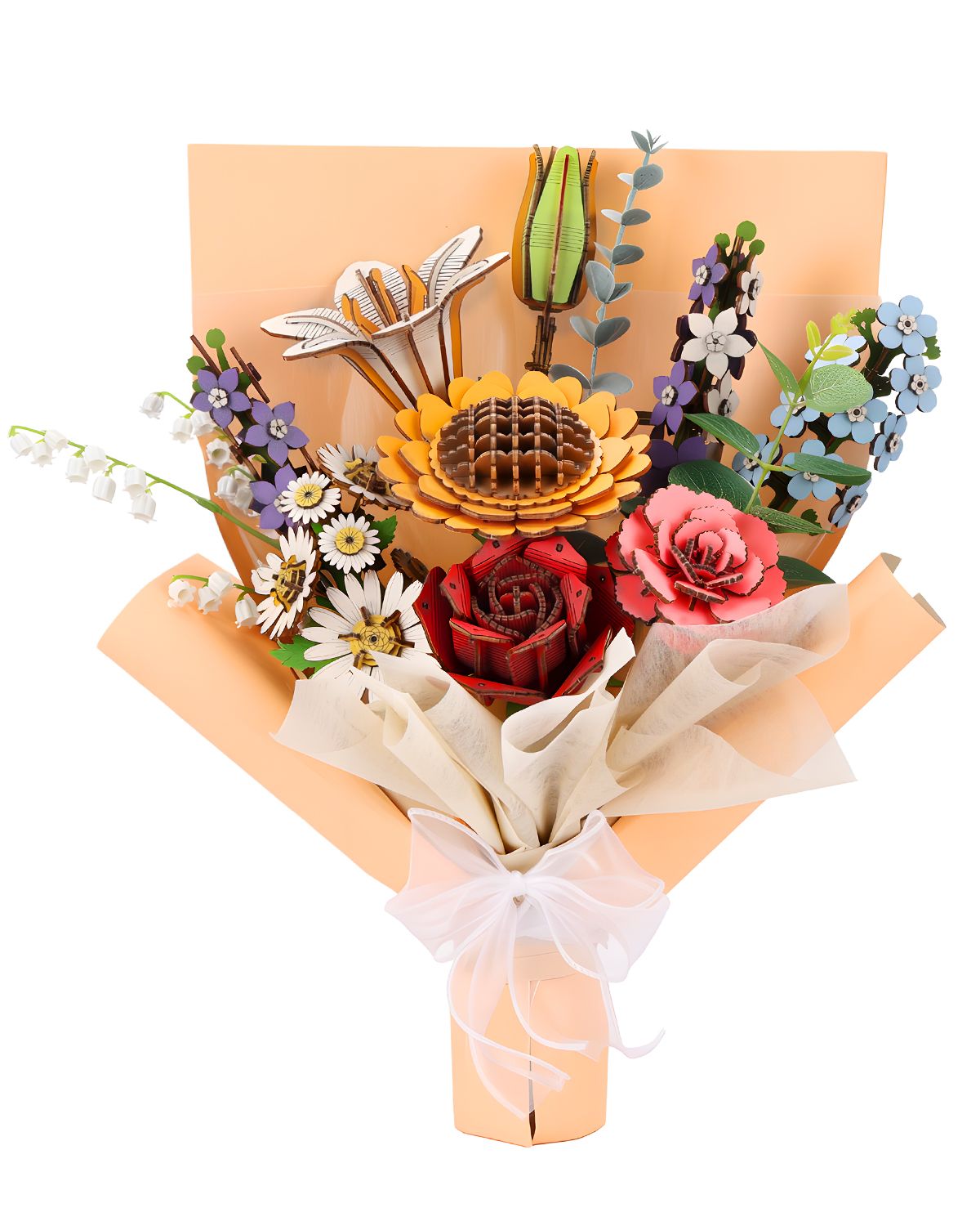 DIY Flower Bouquet, 3D Wooden Puzzle