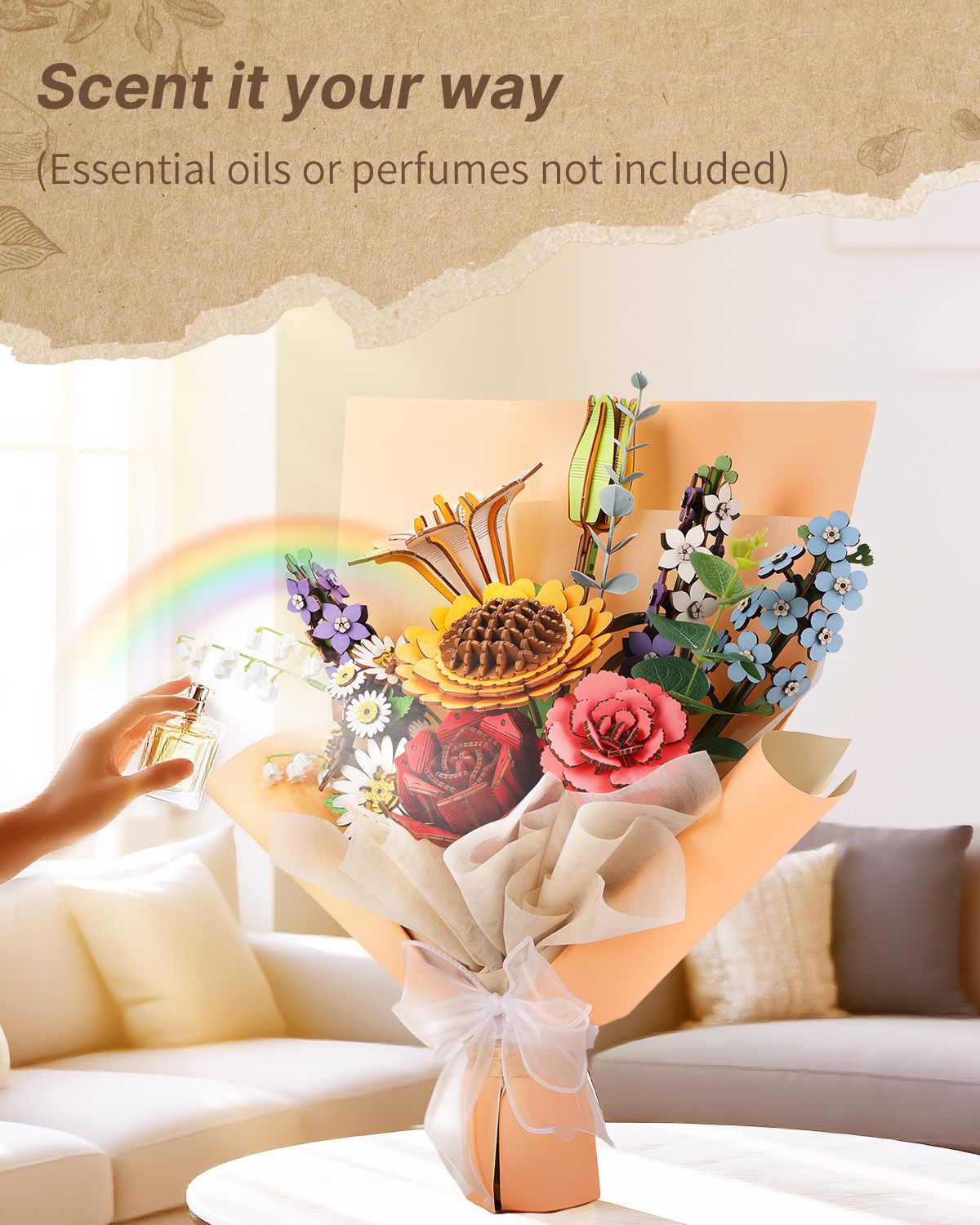 DIY Flower Bouquet, 3D Wooden Puzzle