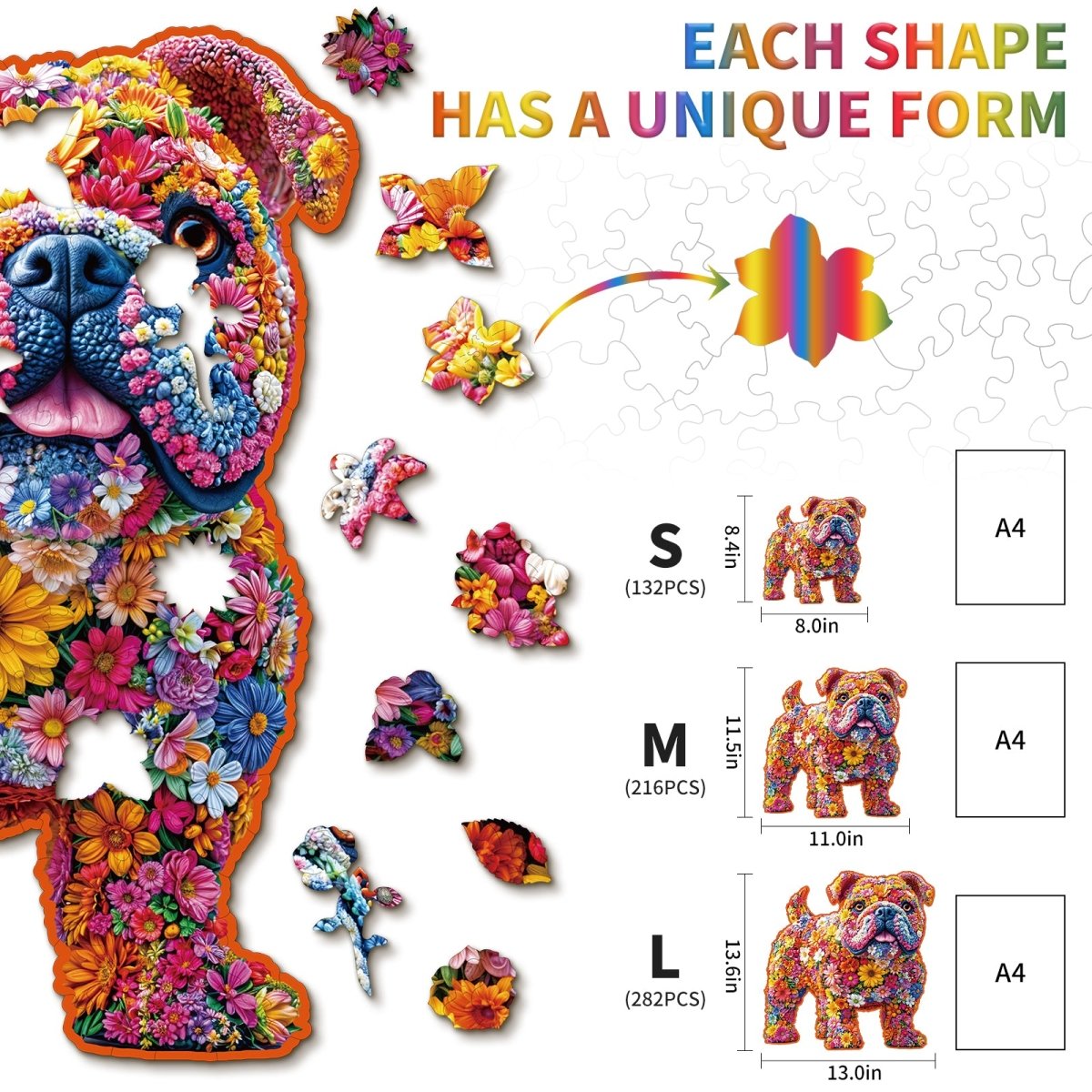 Flower Dog Wooden Jigsaw Puzzle - KAAYEE Puzzle