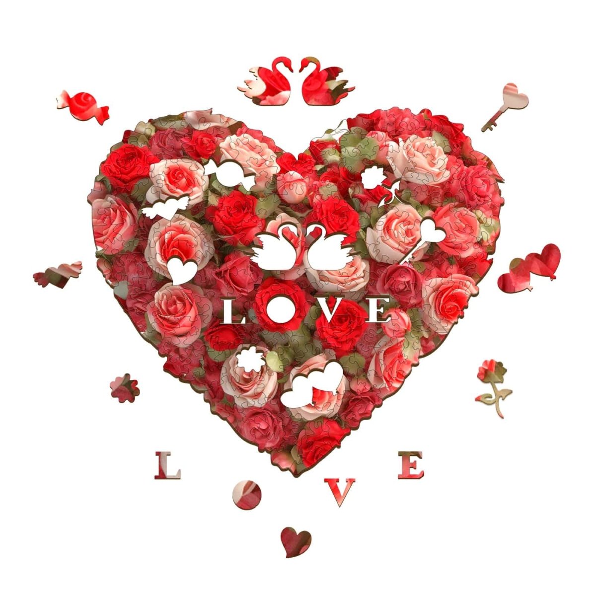 FLOWER HEART 1 Wooden Jigsaw Puzzle - KAAYEE Puzzle