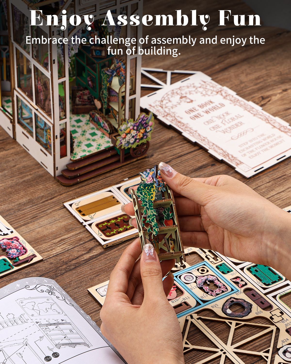 DIY Book Nook Kit,3D Wooden Puzzle