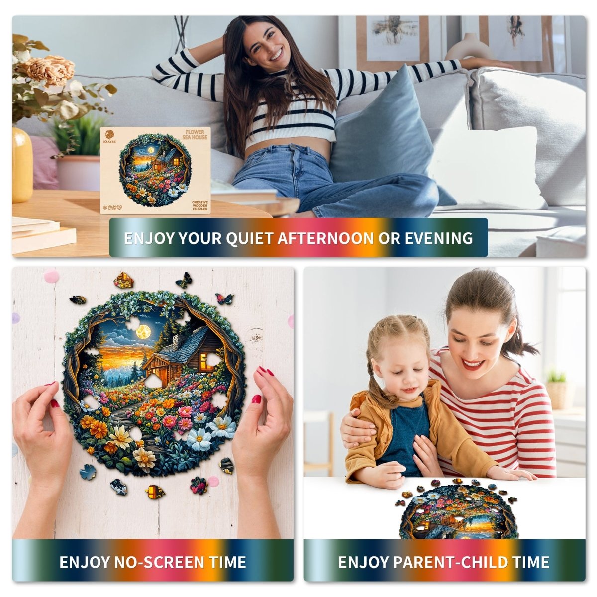 Flower Sea House Wooden Jigsaw Puzzle - KAAYEE Puzzle