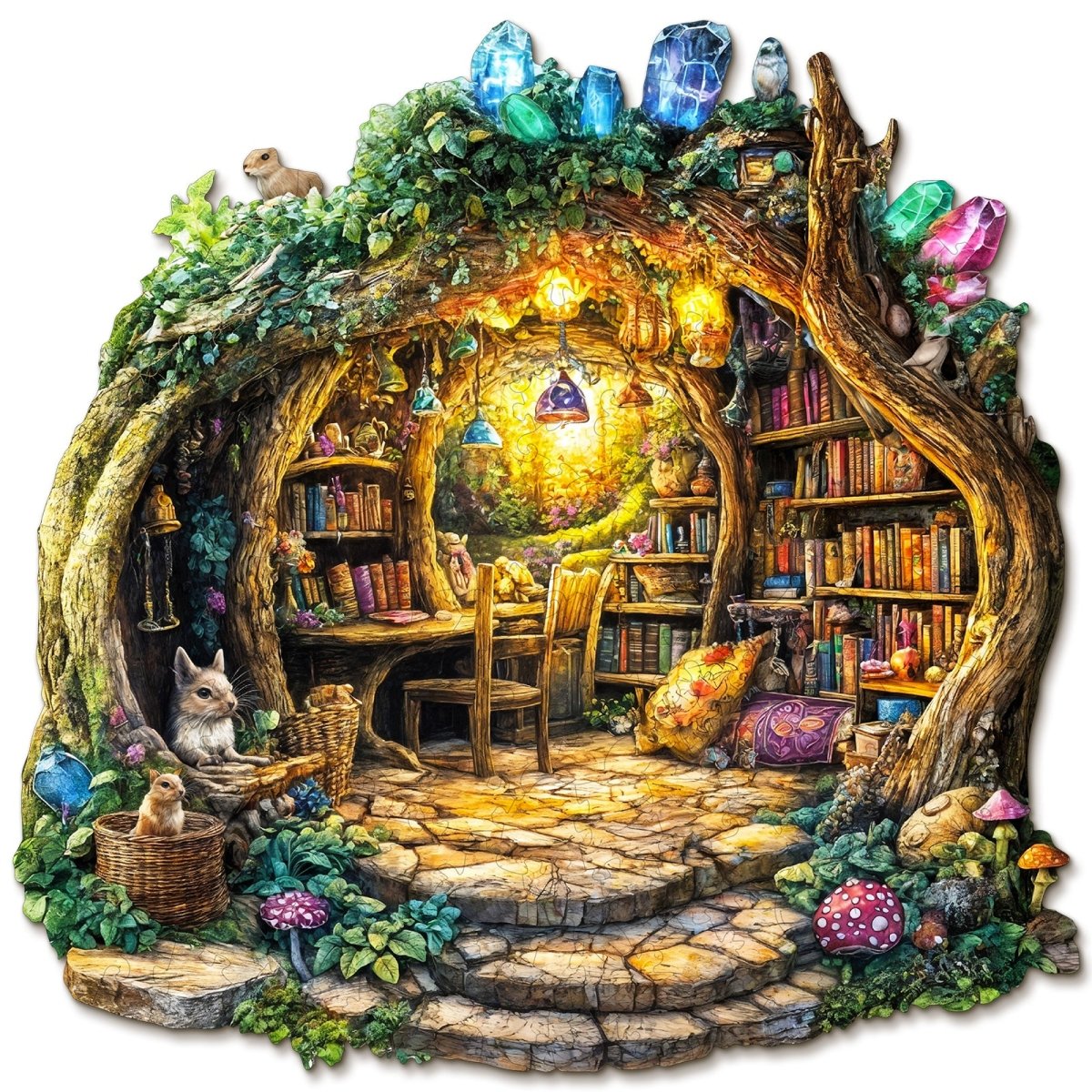 Forest Mushroom House Wooden Jigsaw Puzzle - KAAYEE Puzzle