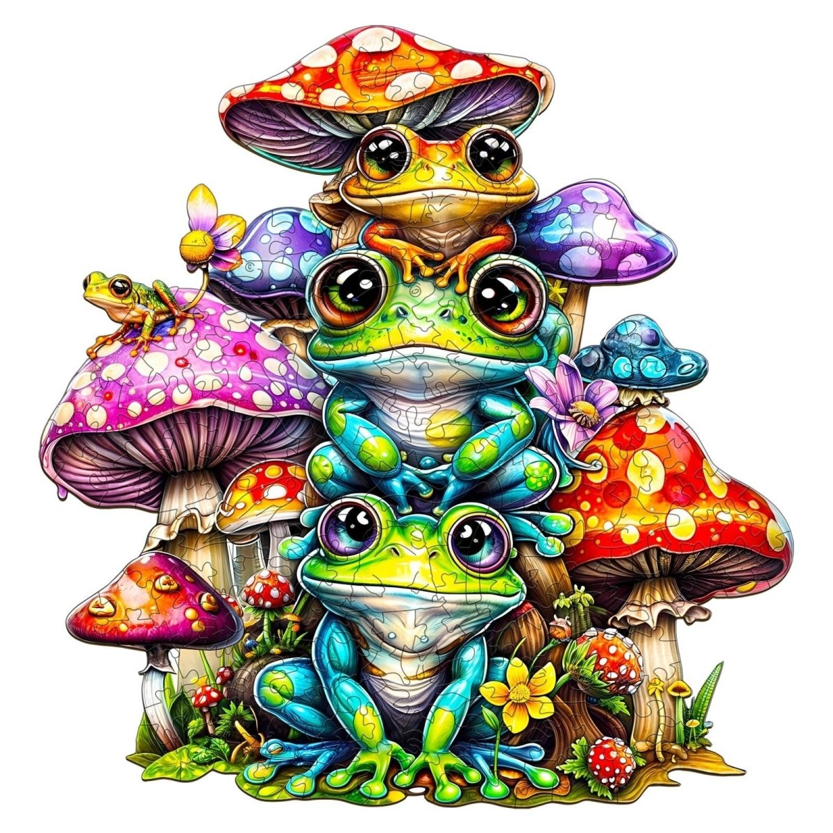 Frog Family Wooden Jigsaw Puzzle - KAAYEE Puzzle