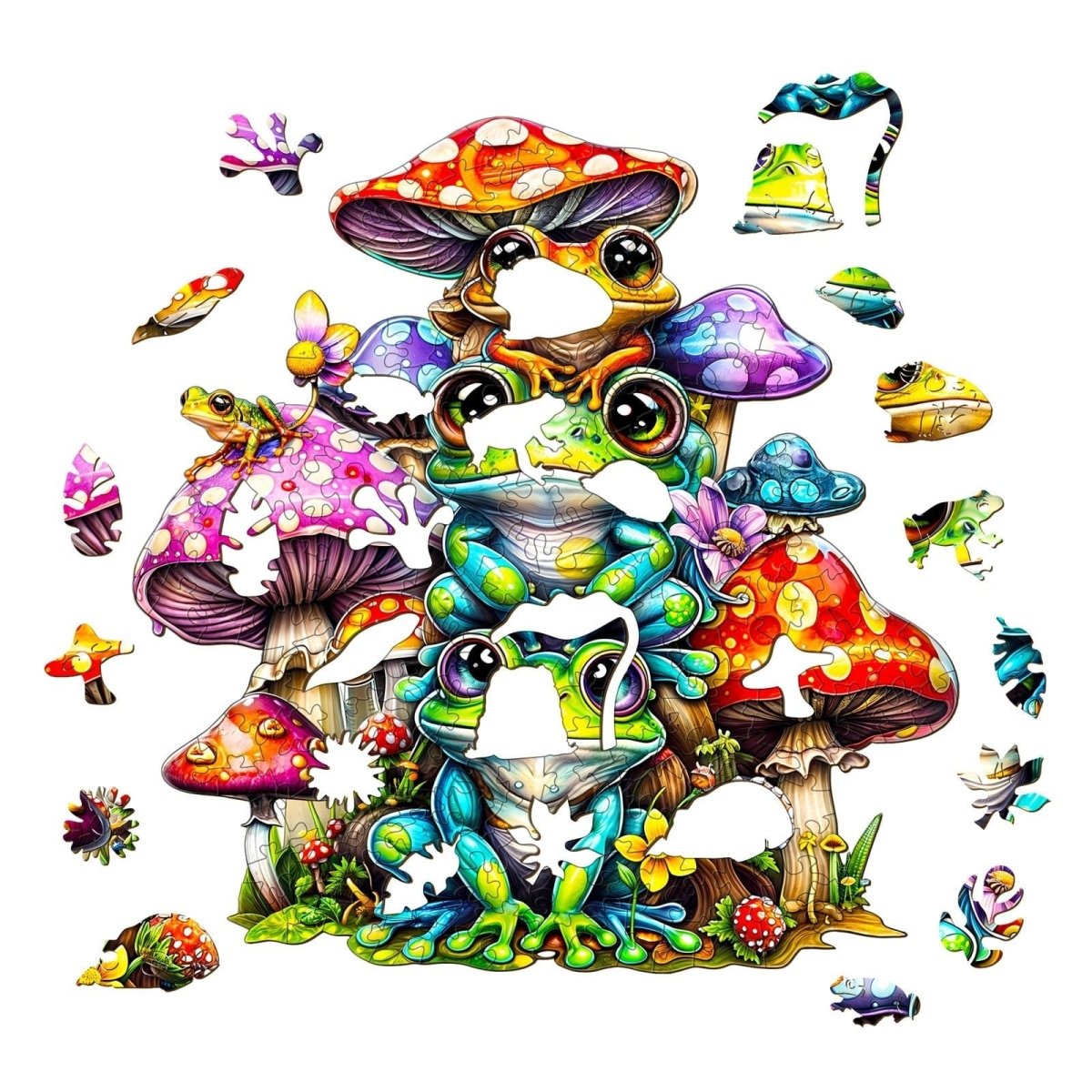Frog Family Wooden Jigsaw Puzzle - KAAYEE Puzzle