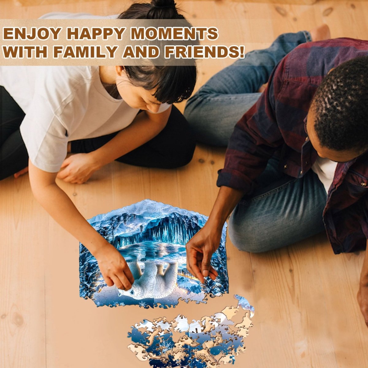 Frozen polar bears - 2 Wooden Jigsaw Puzzle - KAAYEE Puzzle