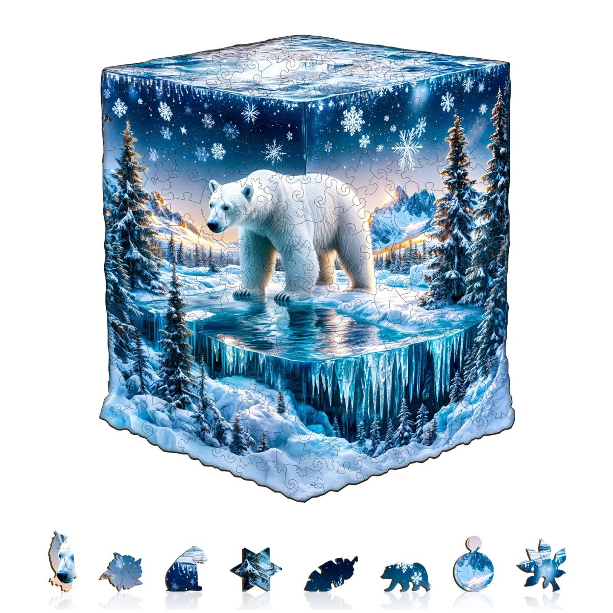 Frozen polar bears - 2 Wooden Jigsaw Puzzle - KAAYEE Puzzle
