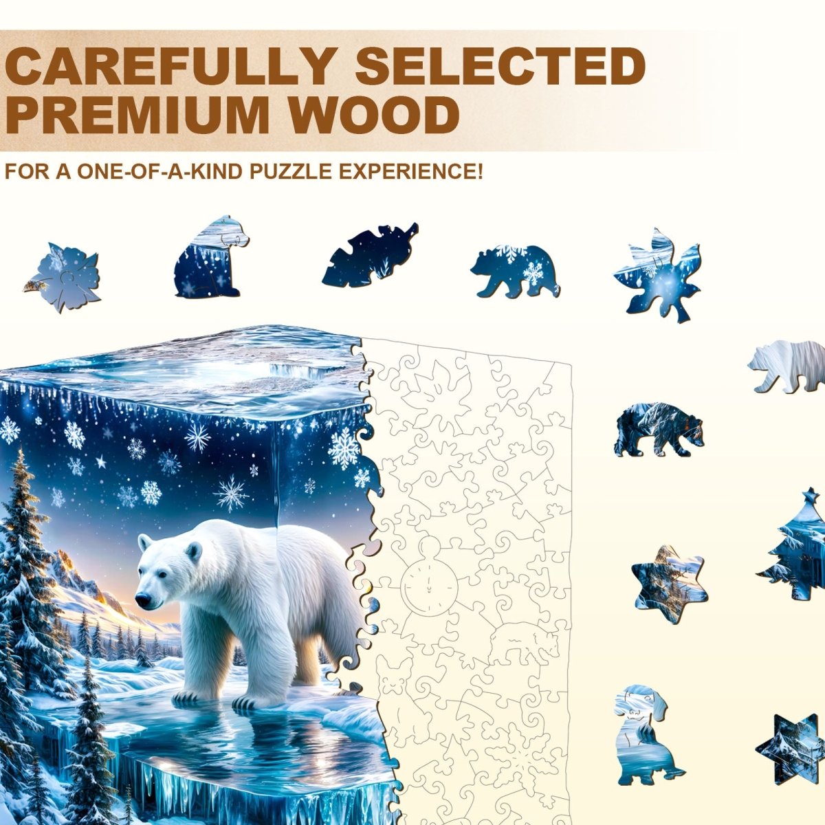Frozen polar bears - 2 Wooden Jigsaw Puzzle - KAAYEE Puzzle