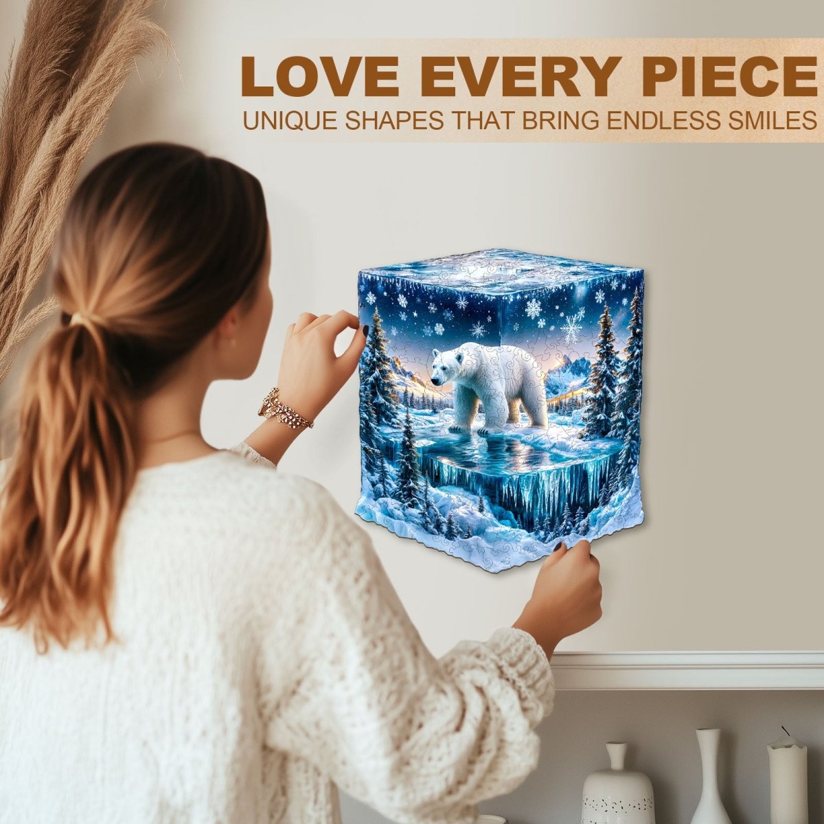 Frozen polar bears - 2 Wooden Jigsaw Puzzle - KAAYEE Puzzle