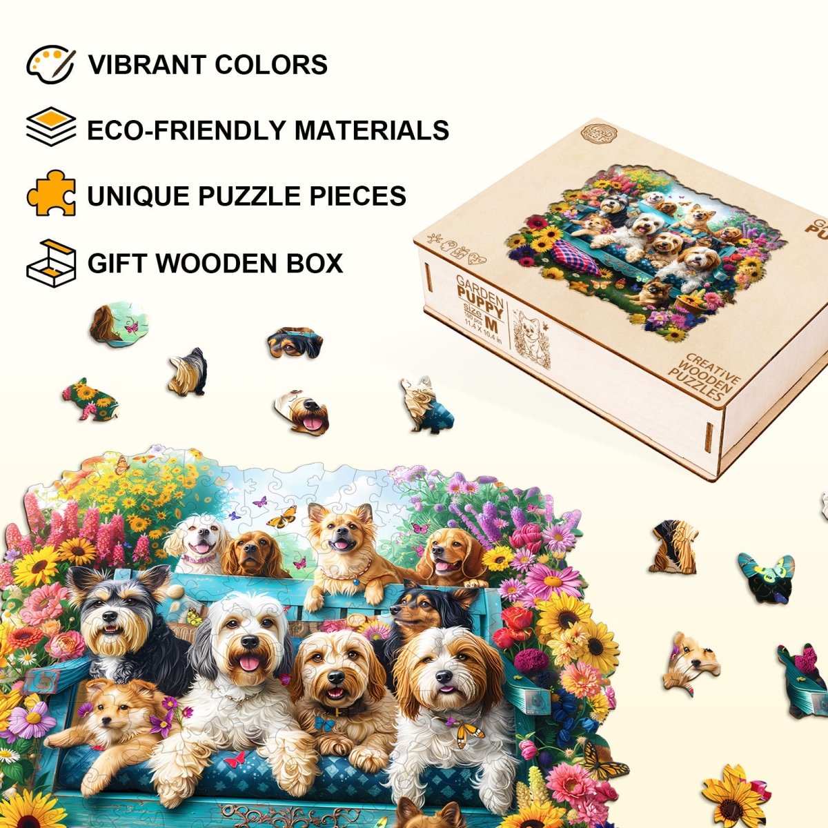 Garden Puppy Wooden Jigsaw Puzzle - KAAYEE Puzzle