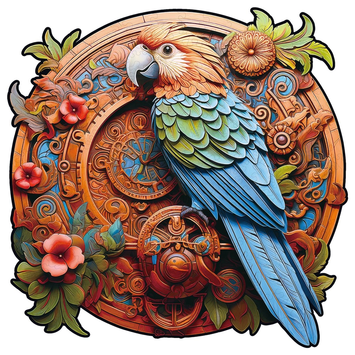 Gear Parrot Wooden Jigsaw Puzzle - KAAYEE Puzzle