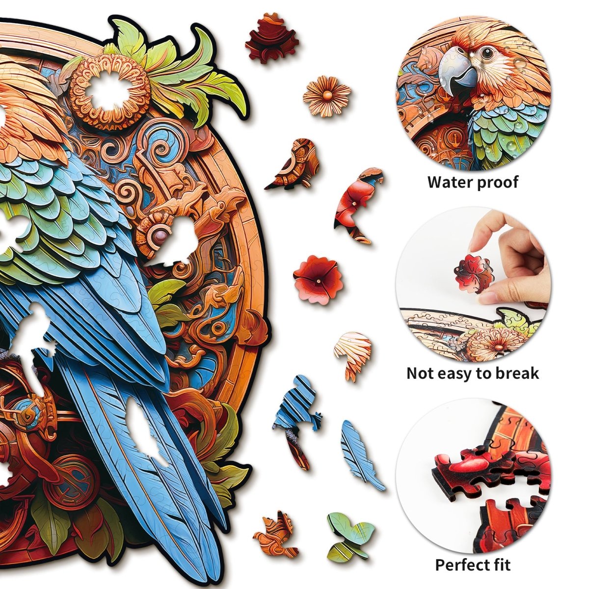 Gear Parrot Wooden Jigsaw Puzzle - KAAYEE Puzzle
