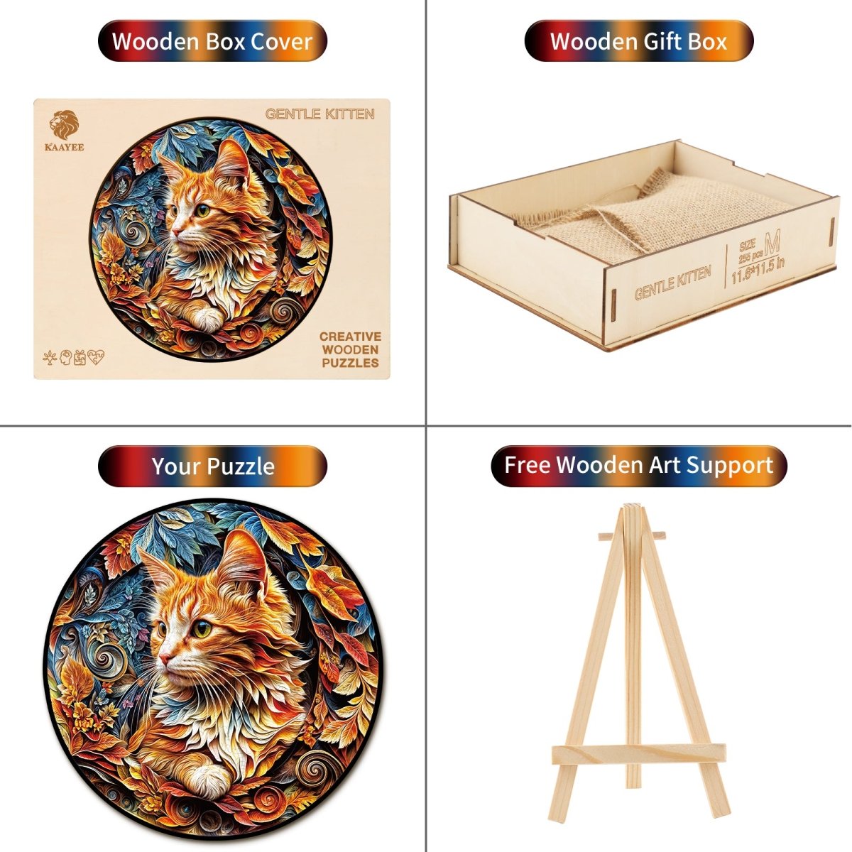 Gentle Kitten Wooden Jigsaw Puzzle - KAAYEE Puzzle