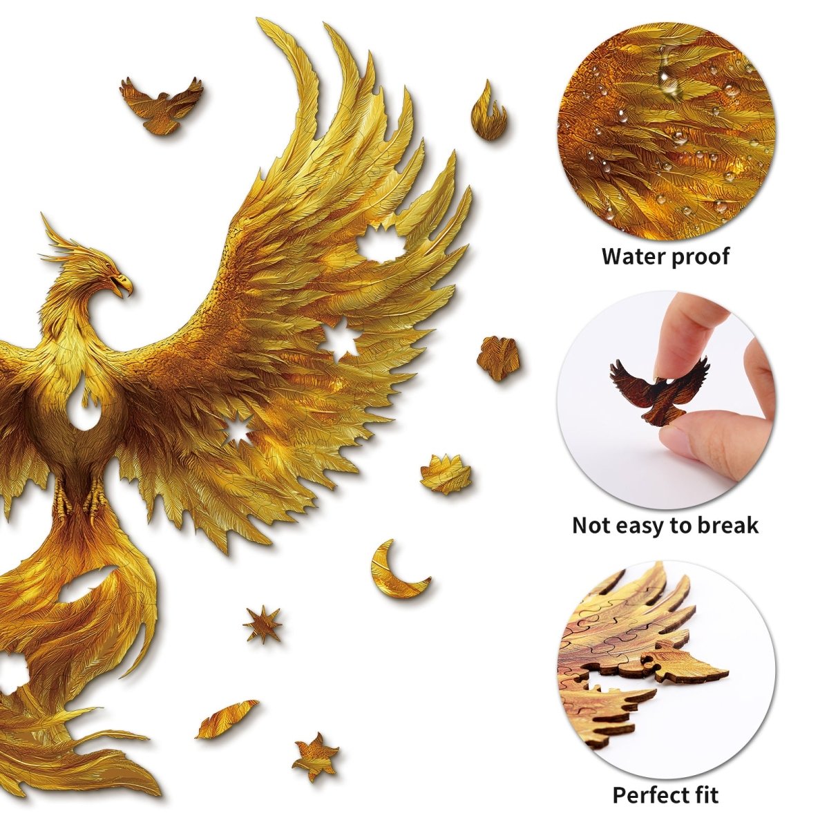 Golden Feather Phoenix Wooden Jigsaw Puzzle - KAAYEE Puzzle