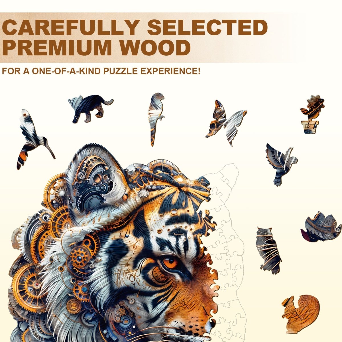 Golden mechanical tiger Wooden Jigsaw Puzzle - KAAYEE Puzzle