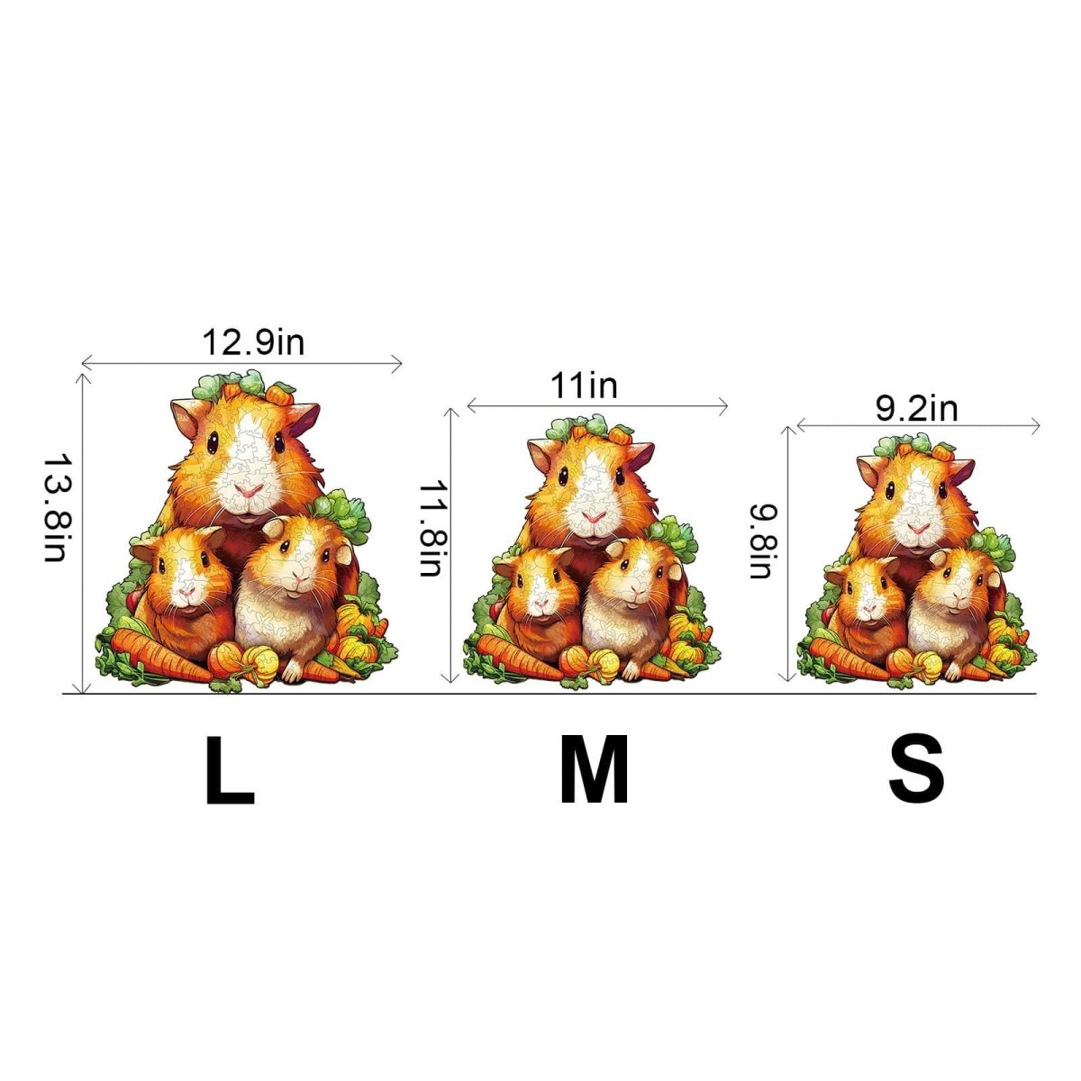 Guinea Pig Family Wooden Jigsaw Puzzle - KAAYEE Puzzle