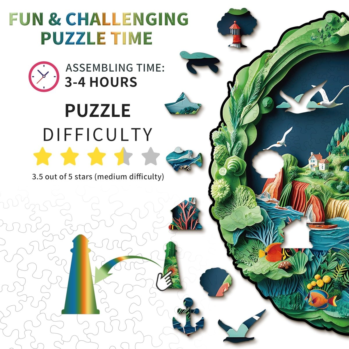 Harbor Town Wooden Jigsaw Puzzle - KAAYEE Puzzle