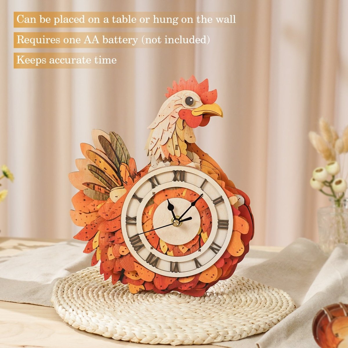 Hen Clock DIY Wooden Puzzle - KAAYEE Puzzle