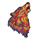 HOWLING WOLF RED Wooden Jigsaw Puzzle - KAAYEE Puzzle
