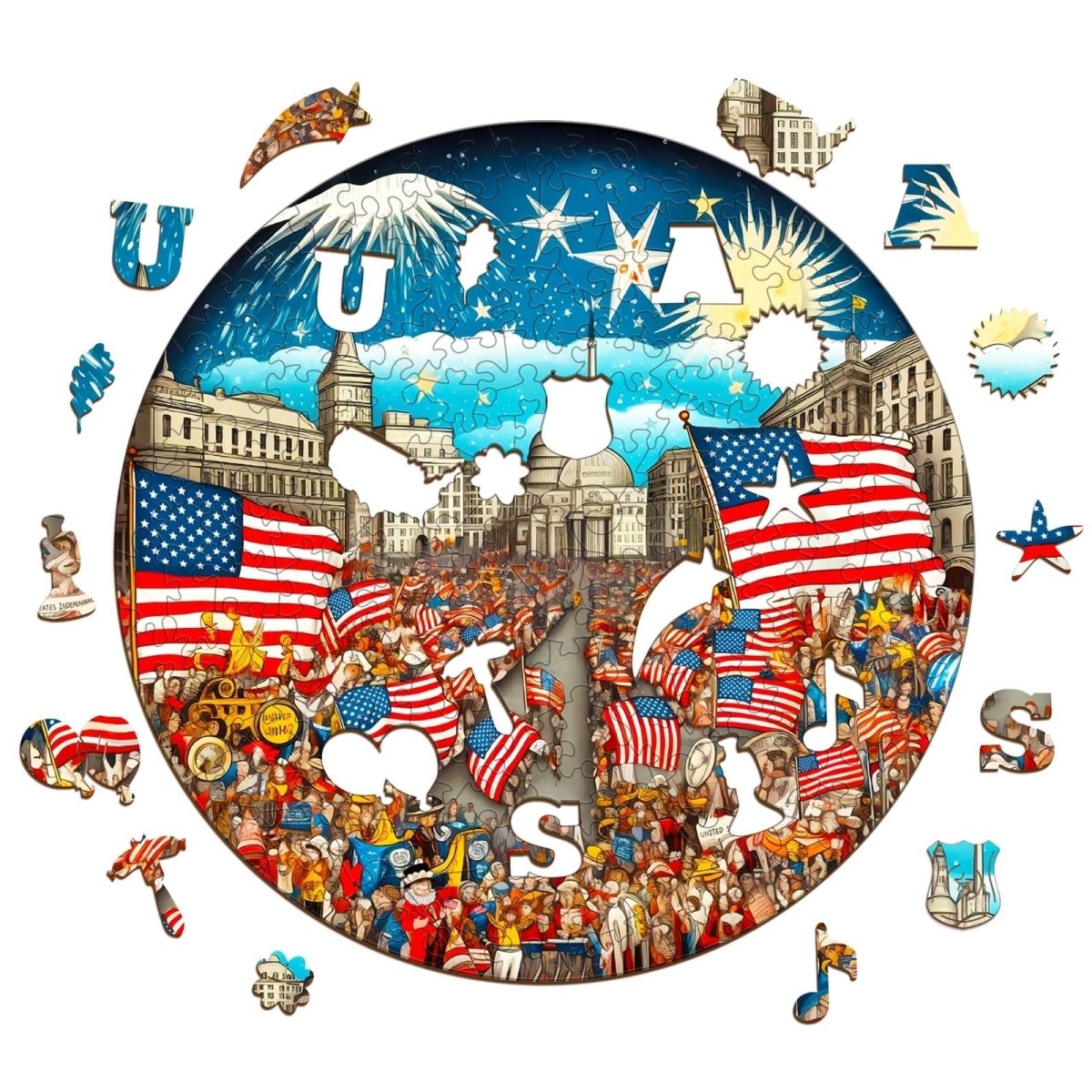 Independence Day Carnival Wooden Jigsaw Puzzle - KAAYEE Puzzle