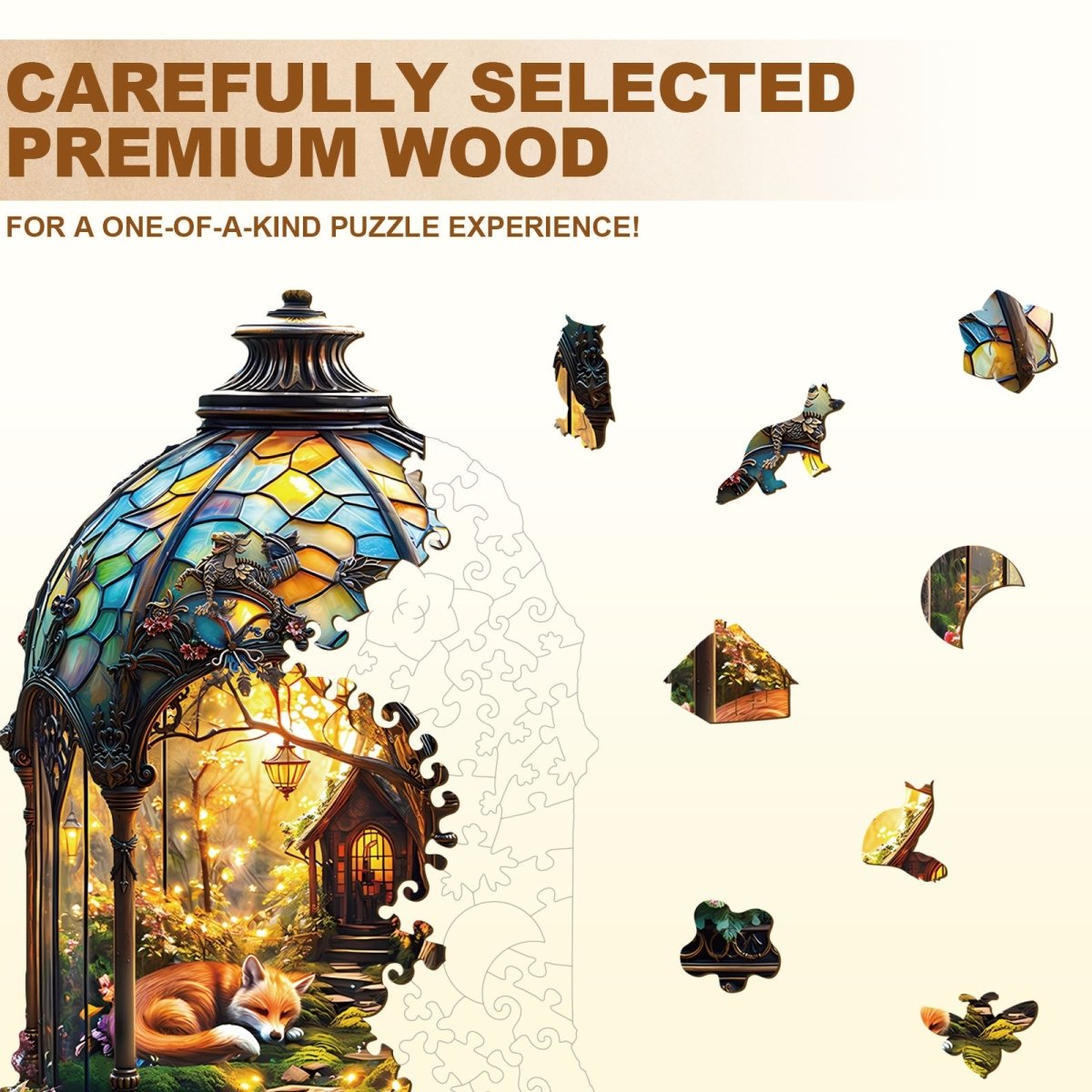 Lantern Fox Wooden Jigsaw Puzzle - KAAYEE Puzzle