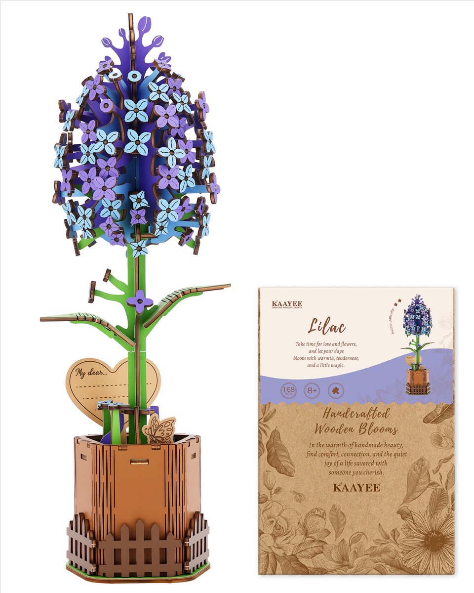 Lilac DIY Wooden Flower - KAAYEE Puzzle