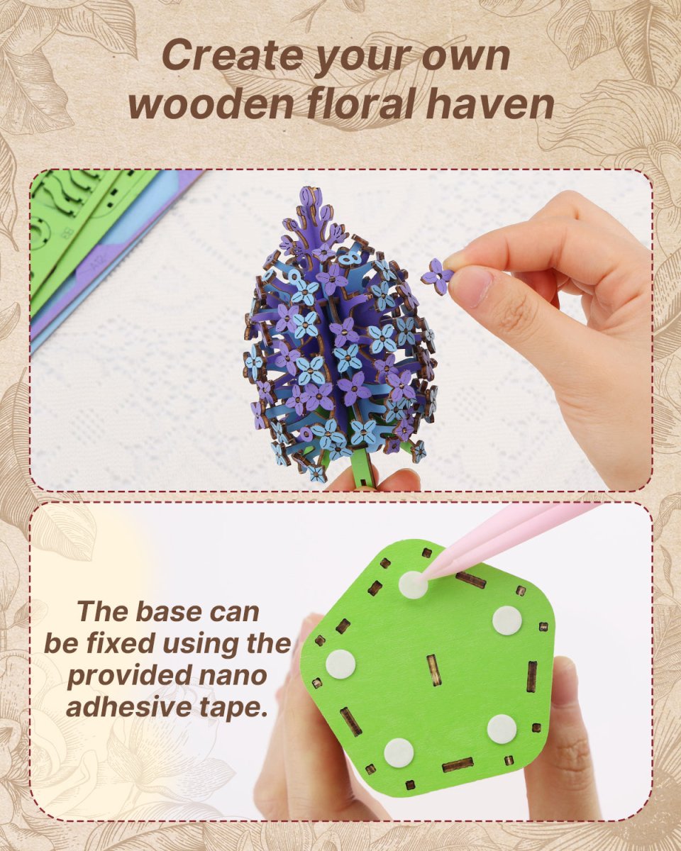 Lilac DIY Wooden Flower - KAAYEE Puzzle