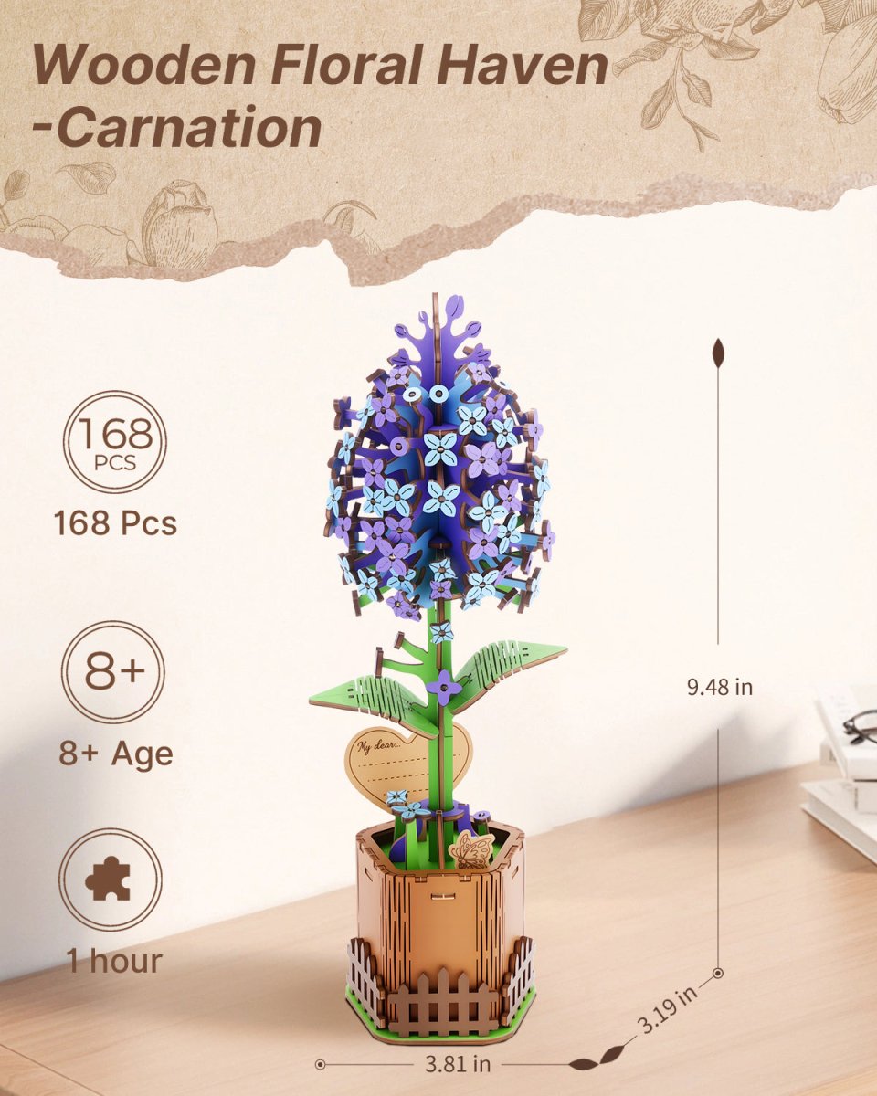 Lilac DIY Wooden Flower - KAAYEE Puzzle