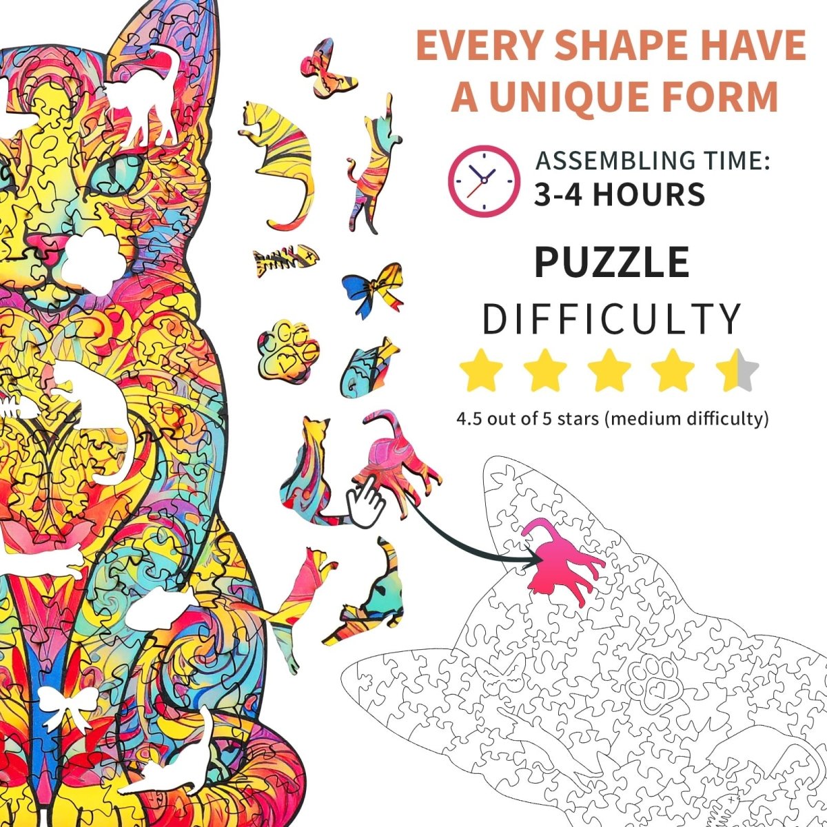 Lovely Cat Wooden Jigsaw Puzzle - KAAYEE Puzzle
