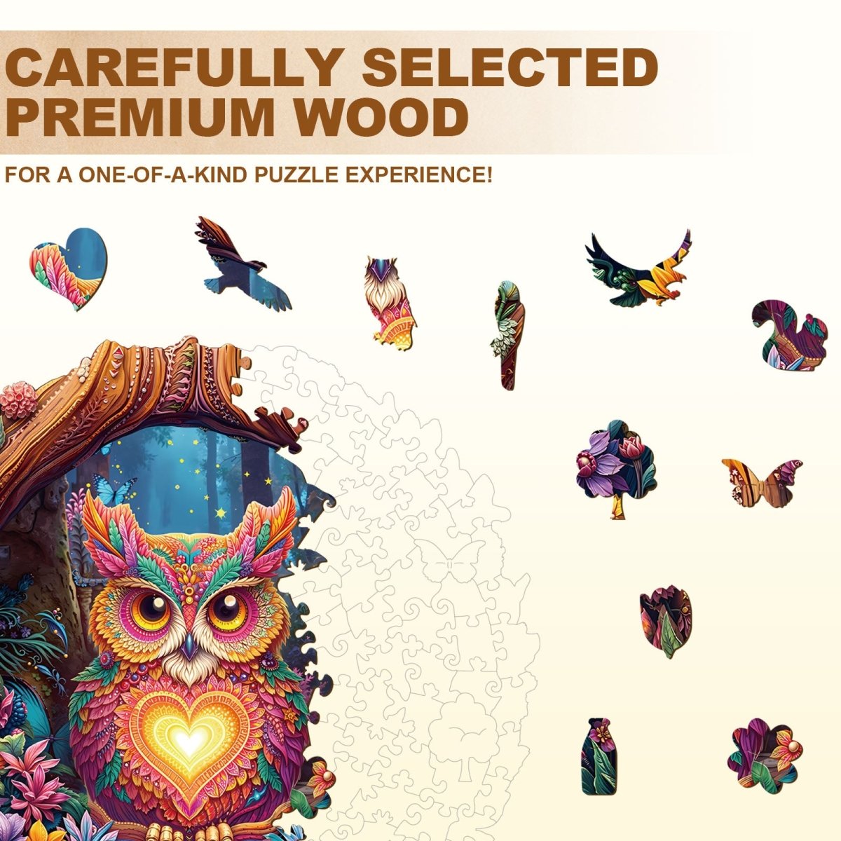 Loving Owl Wooden Jigsaw Puzzle - KAAYEE Puzzle