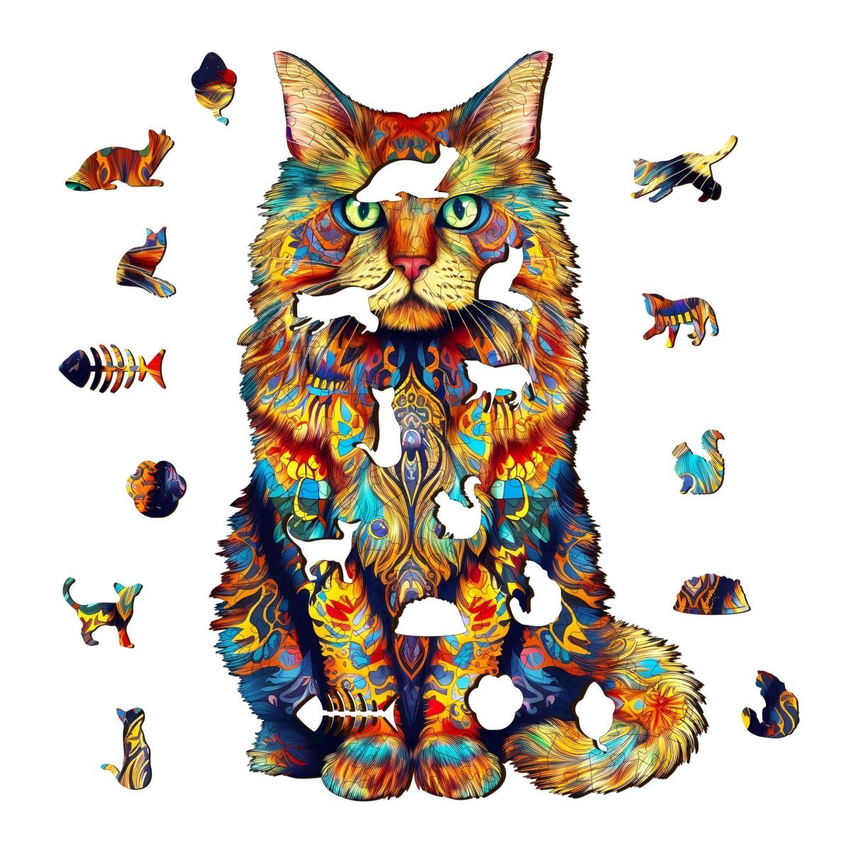 Maine Cat 2 Wooden Jigsaw Puzzle - KAAYEE Puzzle