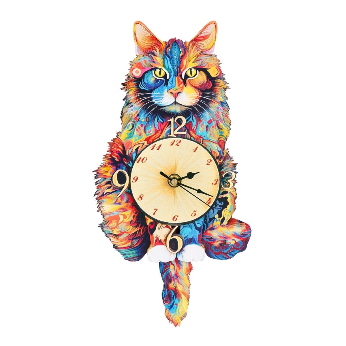 Maine Coon Cat Clock DIY Wooden Puzzle - KAAYEE Puzzle