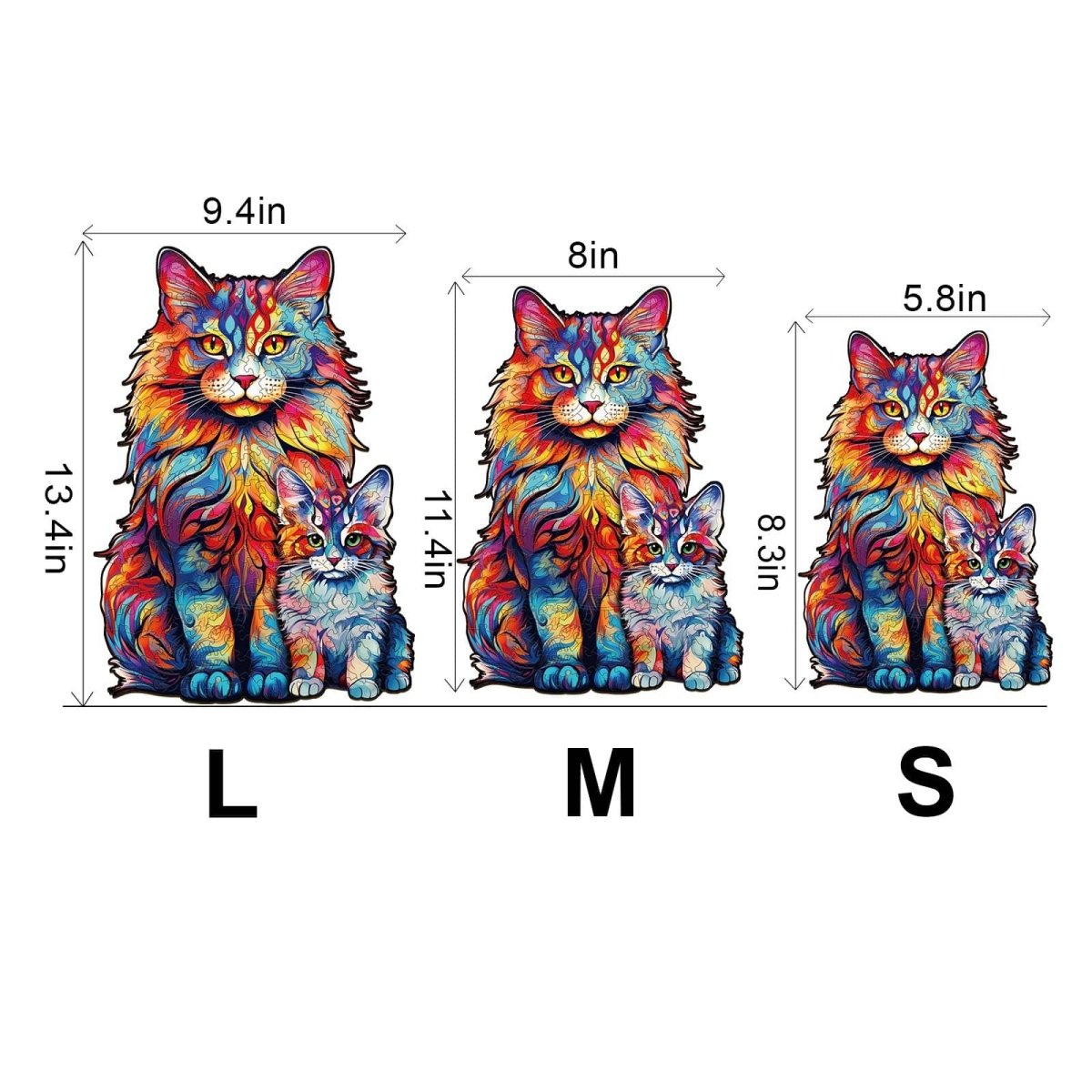 Maine Coon family 2 Wooden Jigsaw Puzzle - KAAYEE Puzzle