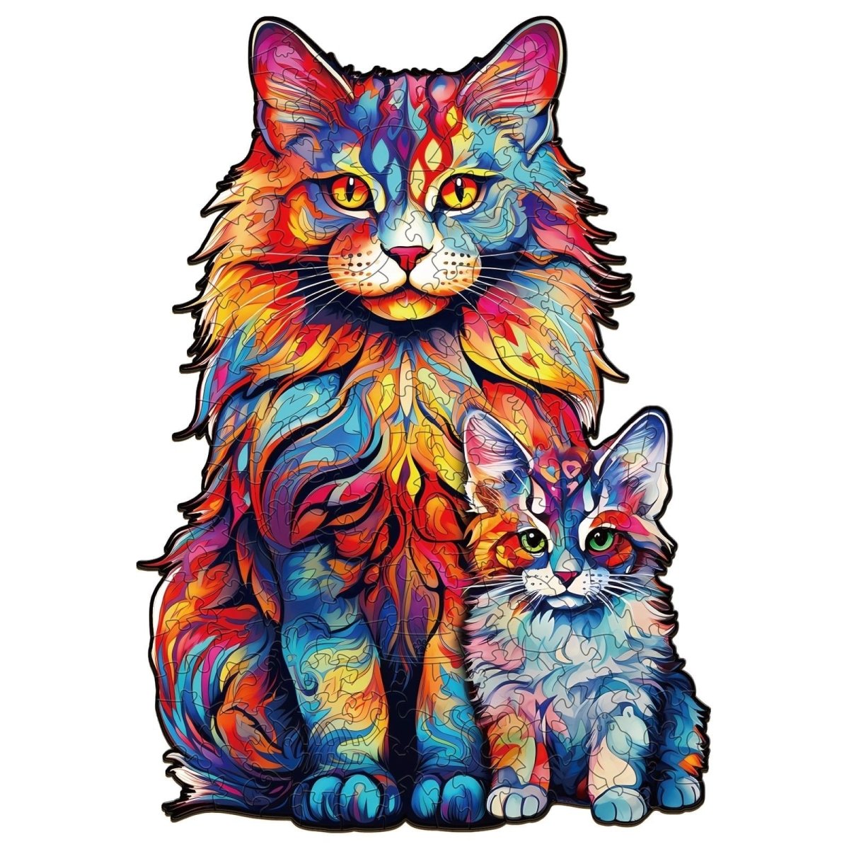 Maine Coon family 2 Wooden Jigsaw Puzzle - KAAYEE Puzzle