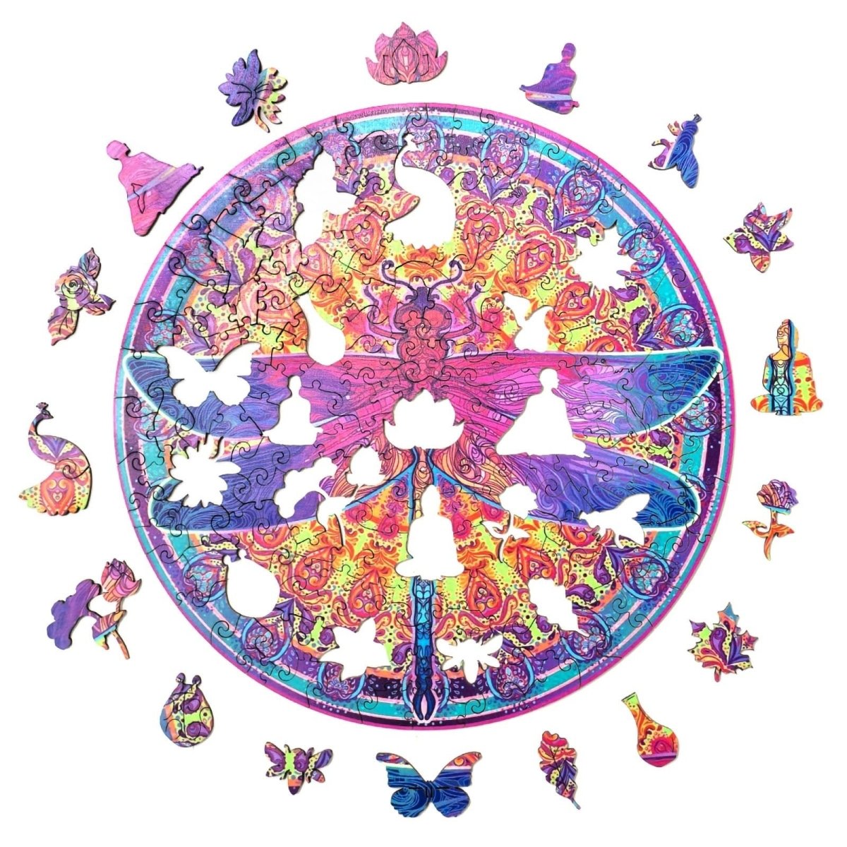 MANDALA DRAGONFLY 2 Wooden Jigsaw Puzzle - KAAYEE Puzzle