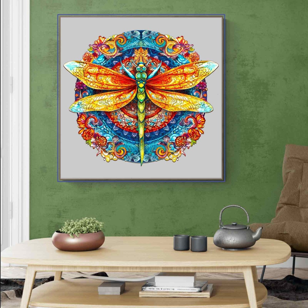MANDALA DRAGONFLY Wooden Jigsaw Puzzle - KAAYEE Puzzle