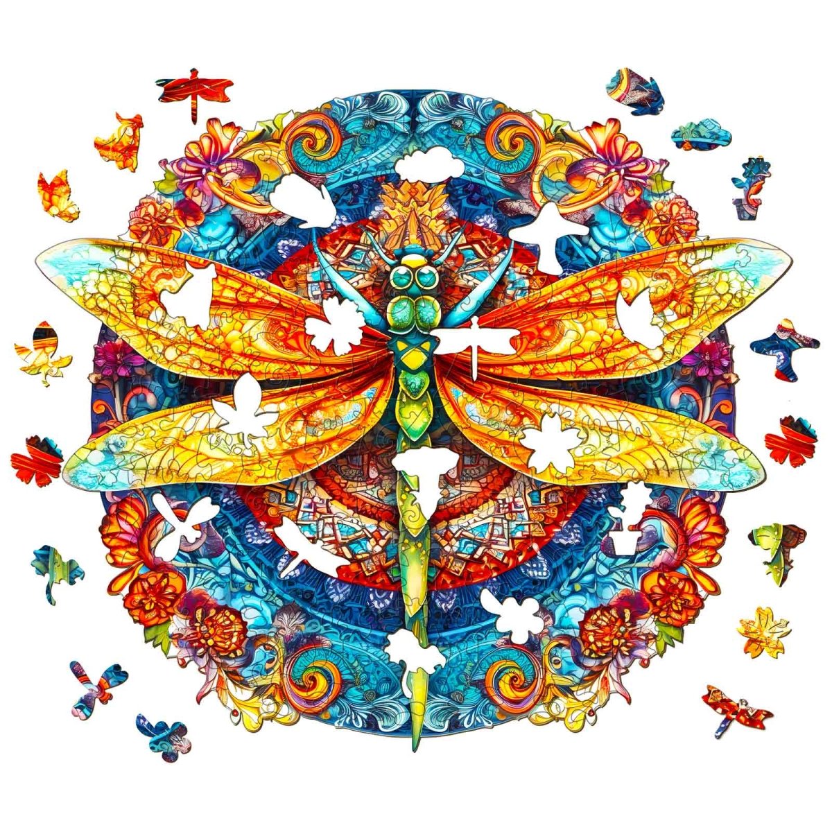 MANDALA DRAGONFLY Wooden Jigsaw Puzzle - KAAYEE Puzzle