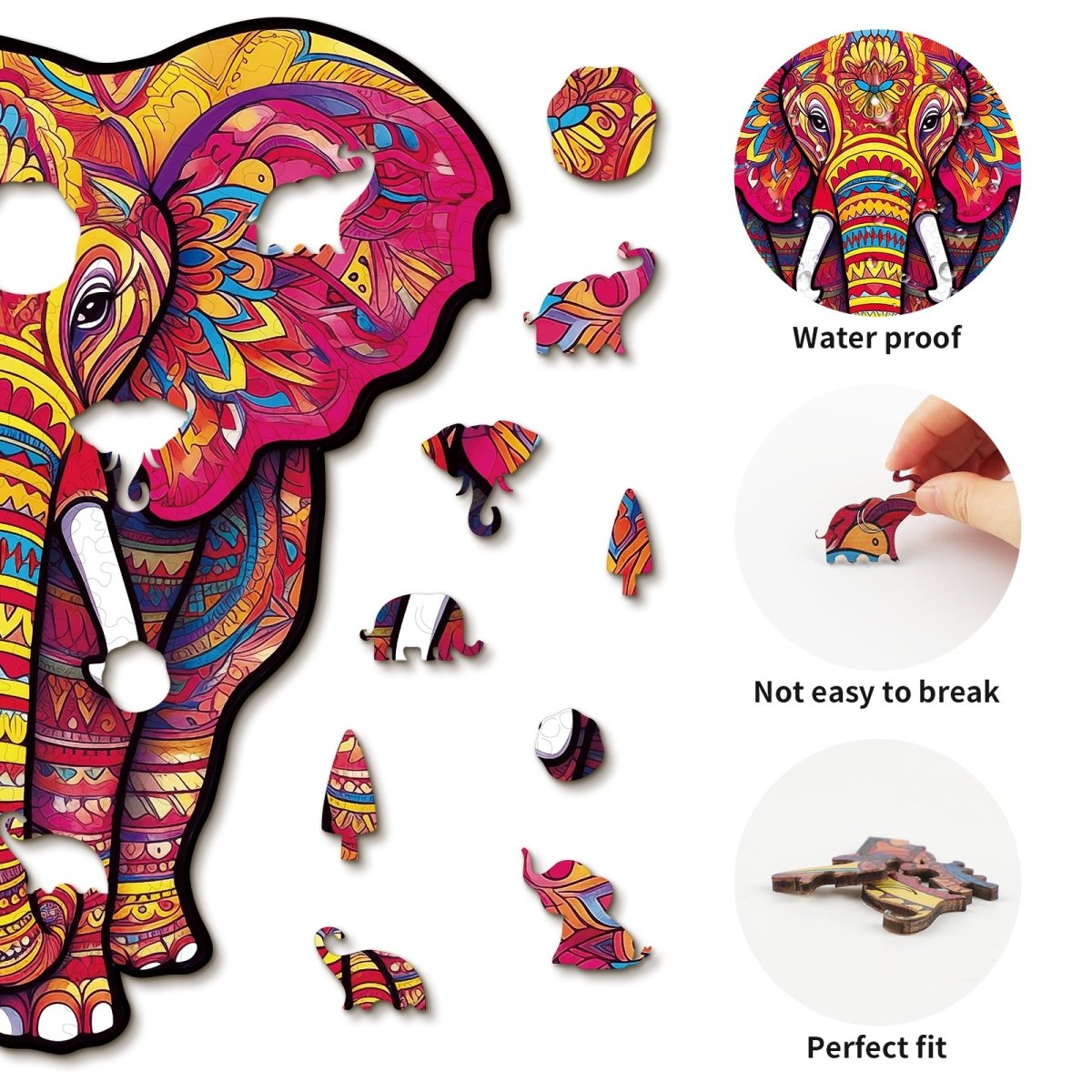 Mandala Elephant Wooden Jigsaw Puzzle - KAAYEE Puzzle