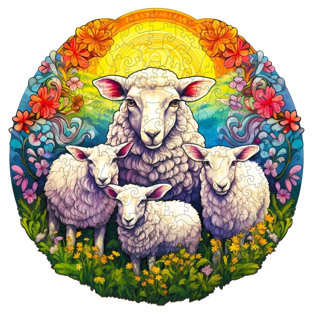 MANDALA SHEEP Wooden Jigsaw Puzzle - KAAYEE Puzzle