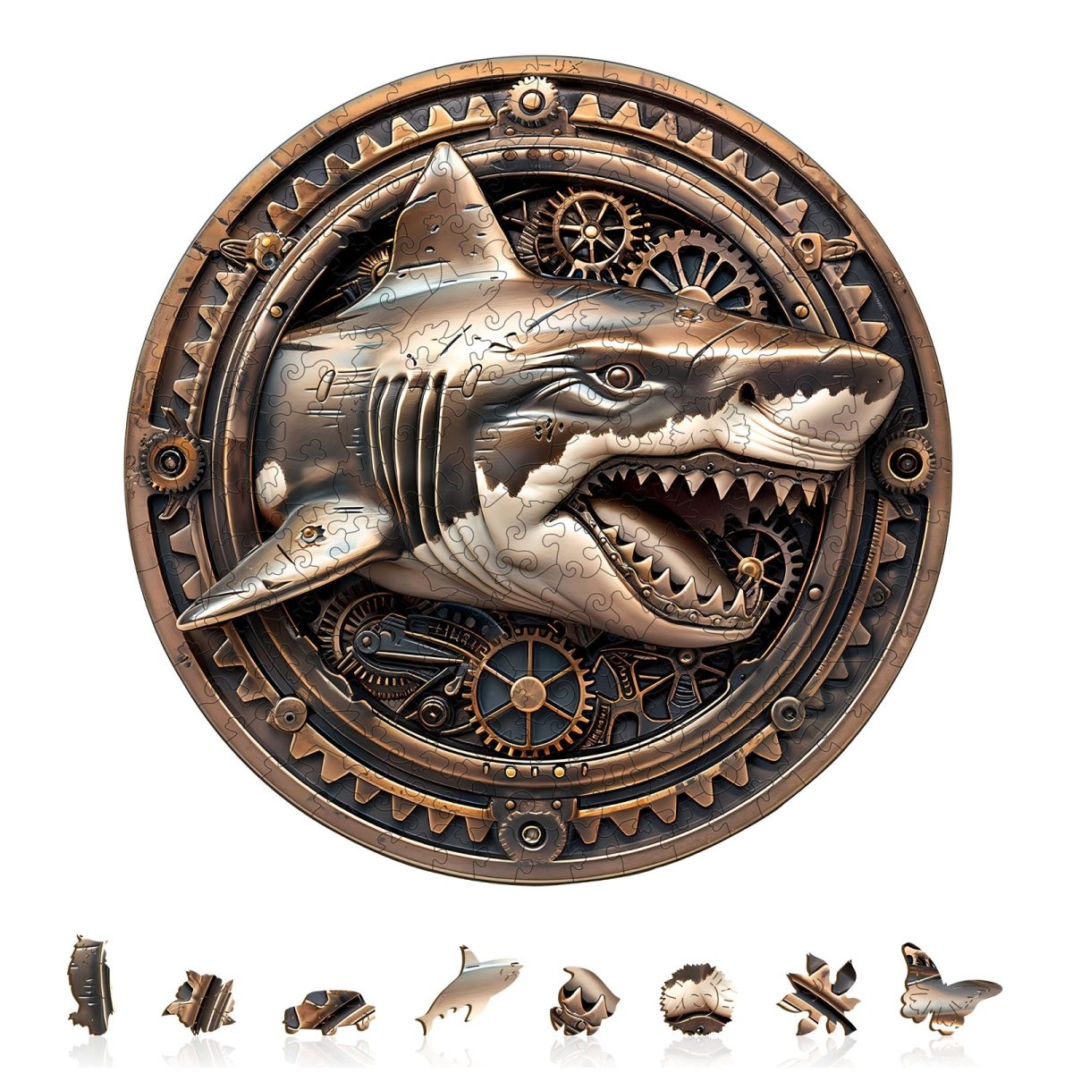 Mechanical Shark - 2 Wooden Jigsaw Puzzle - KAAYEE Puzzle