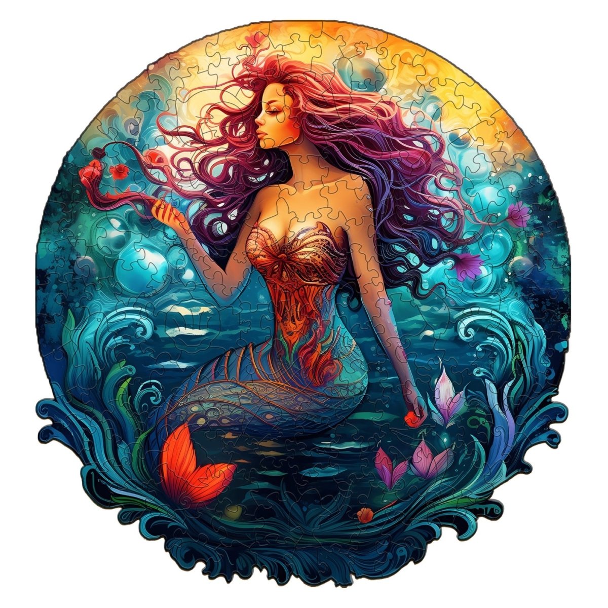 Mermaid Aqua Woman Wooden Jigsaw Puzzle - KAAYEE Puzzle