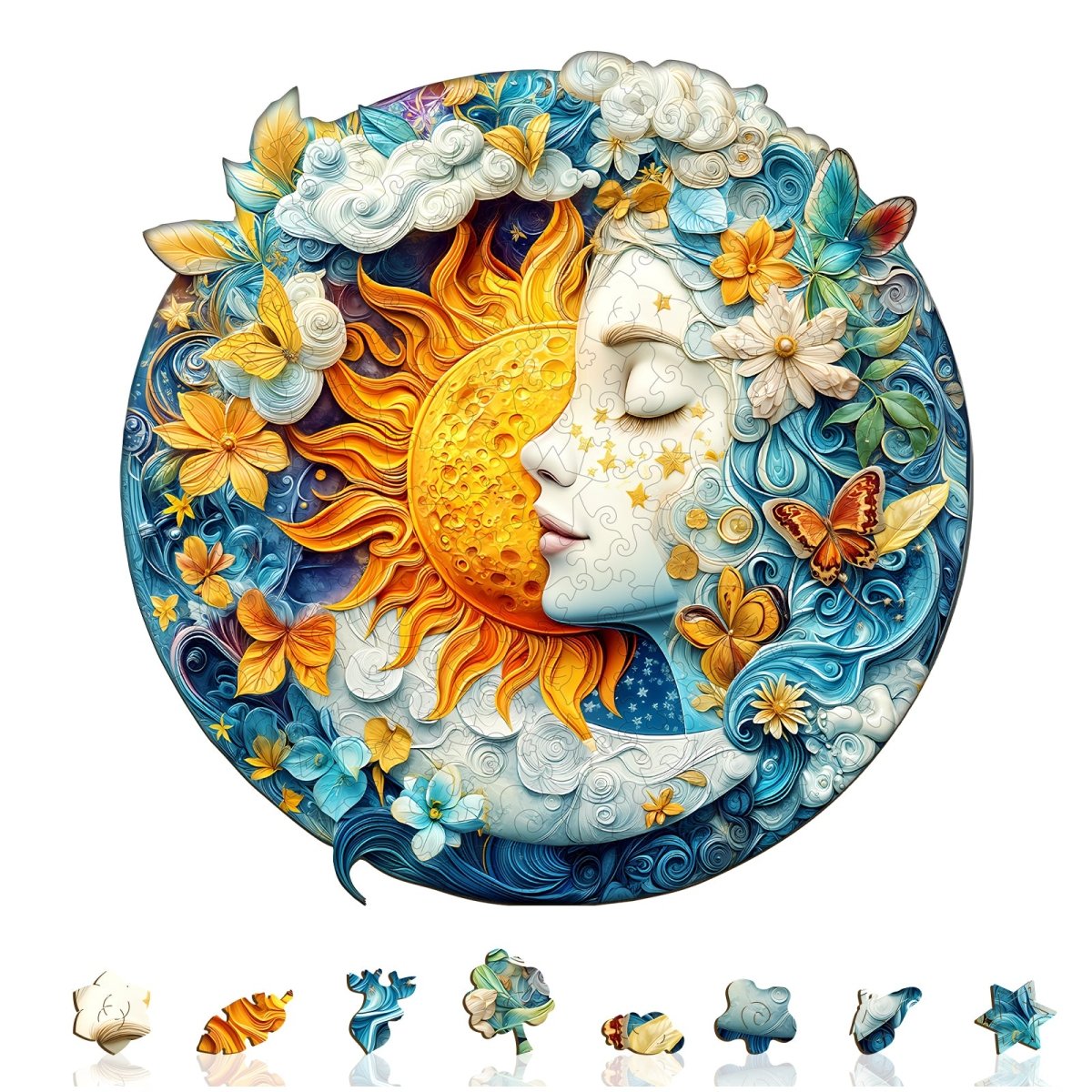 Moon sun and girl Wooden Jigsaw Puzzle - KAAYEE Puzzle