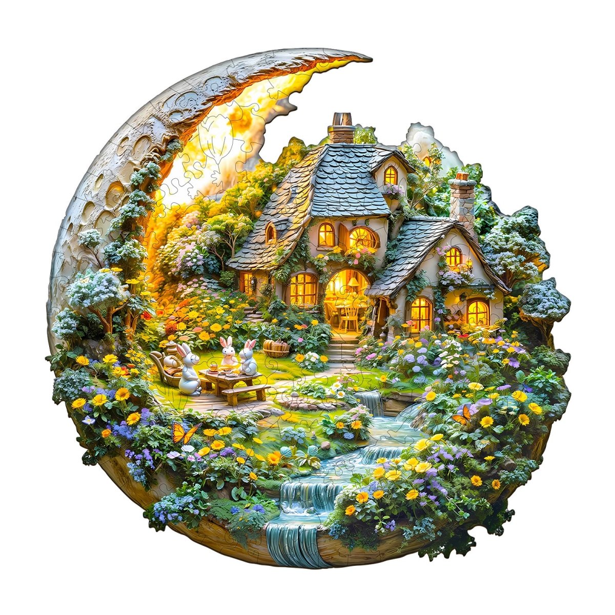 Moonlight Garden - 2 Wooden Jigsaw Puzzle - KAAYEE Puzzle