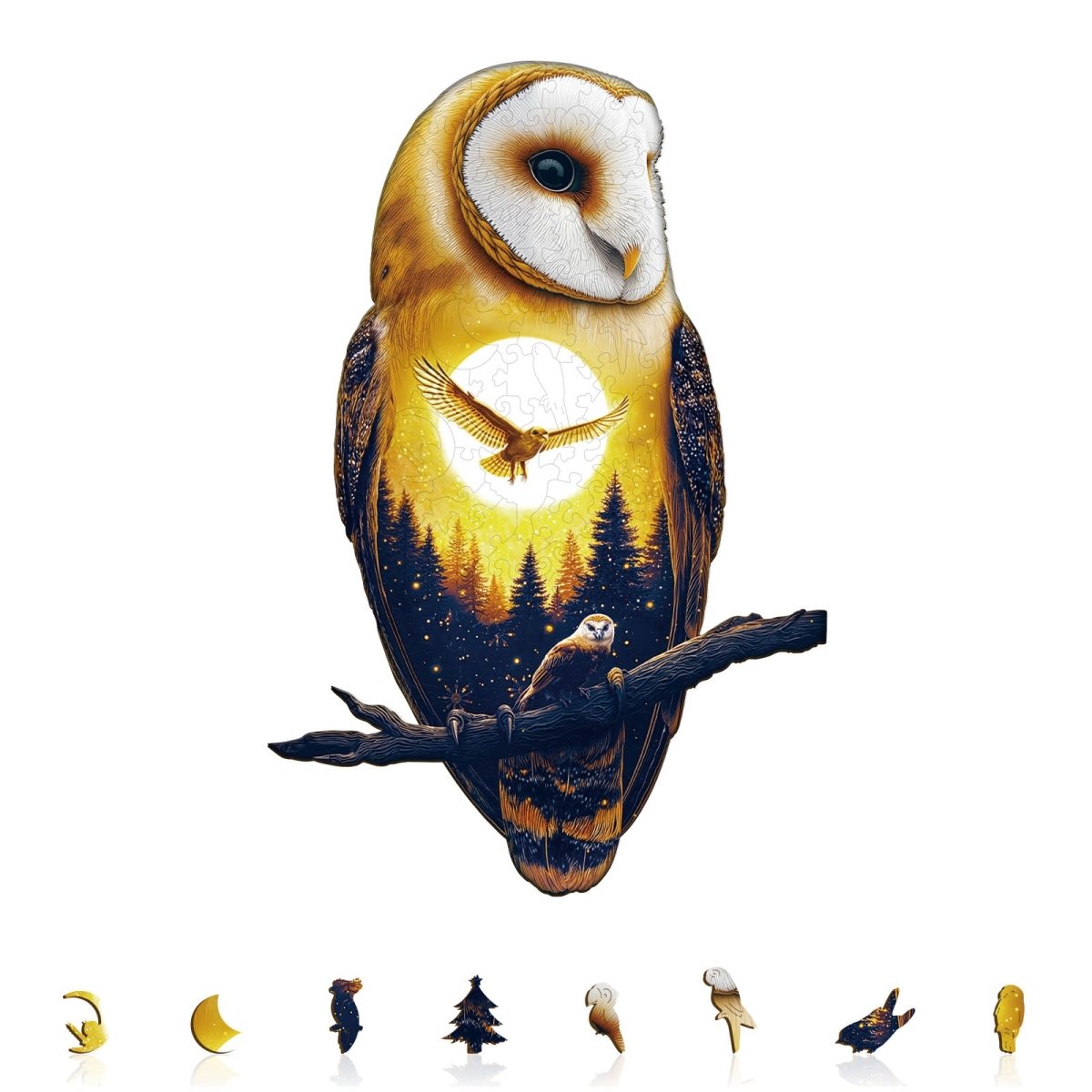 Moonlight Snow Owl Wooden Jigsaw Puzzle - KAAYEE Puzzle