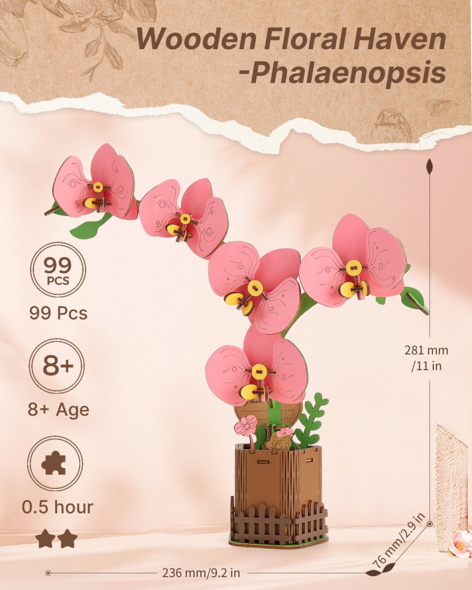 Moth Orchid DIY Wooden Flower - KAAYEE Puzzle
