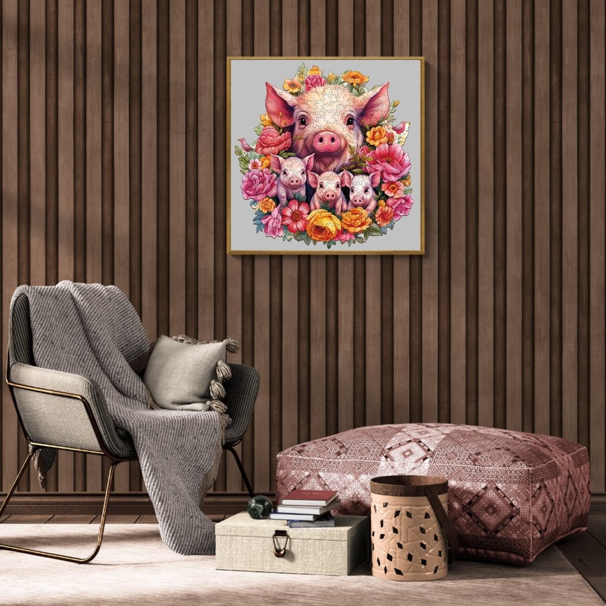 Mother pig and piglet 2 Wooden Jigsaw Puzzle - KAAYEE Puzzle