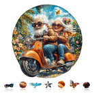 Motorcycle Granny - 2 Wooden Jigsaw Puzzle - KAAYEE Puzzle