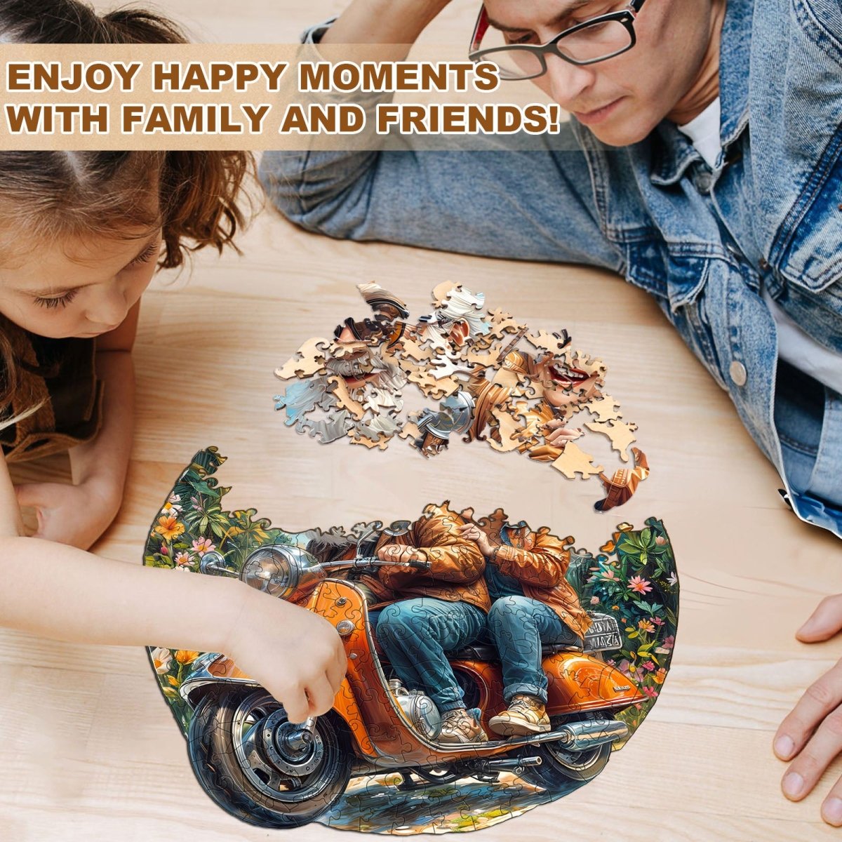 Motorcycle Granny - 2 Wooden Jigsaw Puzzle - KAAYEE Puzzle